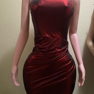 Elegant Red Satin Dress